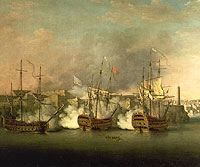 navios britanicos atacando el castillo del morro, la habana